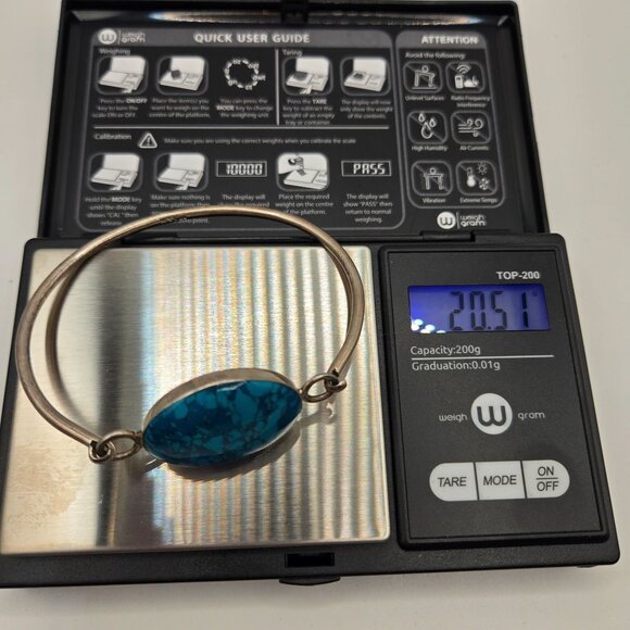 Vintage 90s 925 Sterling Silver Mexico Turquoise Bracelet - Picture 6 of 6